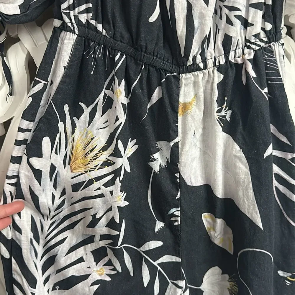 H&M Floral Linen Jumpsuit
